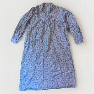 Vintage Pink Floral Long Sleeve Nightgown – Cottagecore Prairie Granny Gown